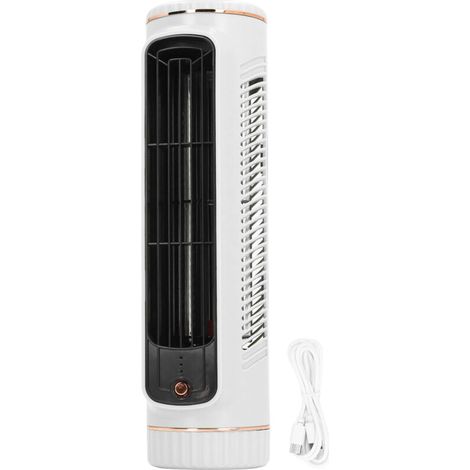 Ventilador recargable sin aspas con 3 velocidades – Silencioso, 26,7 cm de altura – Ideal para el dormitorio, la oficina o exteriores.