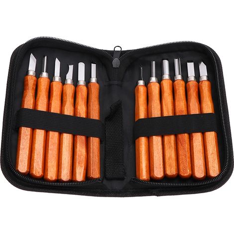 Lot de 12 couteaux à sculpter imitation acajou, outils de menuiserie pour travail du bois, fournitures industrielles (1/5)