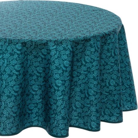 Tovaglia antimacchia Meili foglie blu anatra D180cm - Atmosphera créateur d'intérieur