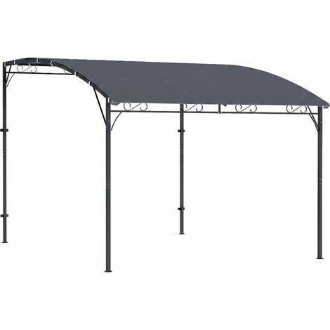 Gazebo Pergola da Giardino 286x384x252 cm con 16 Fori di Drenaggio in Metallo e Poliestere Grigio (1/5)