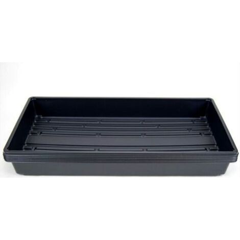 Plateaux de culture en plastique noir sans drainage – Lot de 5 unités, 54 x 28 cm, robustes et réutilisables pour semis et fleurs (1/4)