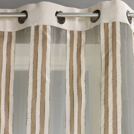Voilage en Organza Rayures verticales Beige 140x260 cm