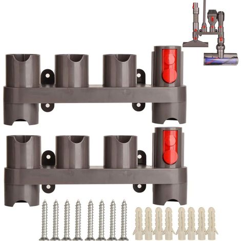 Lot de 2 Supports muraux, Compatible Dyson Gen5 V15 V12, Rangement 10 accessoires, ABS robuste, Pour garage salon (1/5)