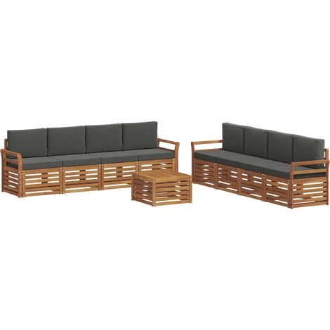 Ensembles de canapés avec coussin 9 pcs Salon de jardin Naturel et Anthracite (1/5)