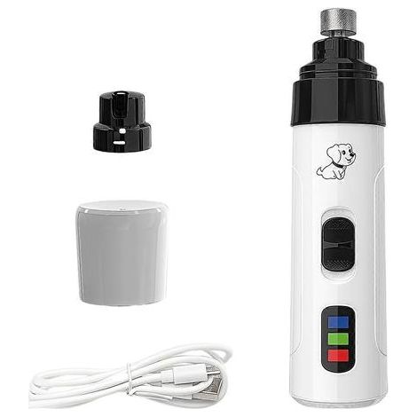 Lime à ongles électrique professionnelle pour animaux de compagnie, rechargeable par USB, silencieuse, avec lumière LED, protection anti-coupure, design ergonomique.-AquaForge (1/5)