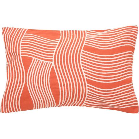 Coussin Déco en Coton "Nippon Line" 38x58cm Orange (1/5)