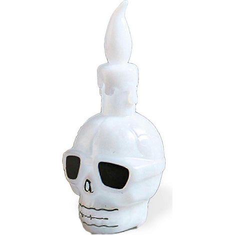 Lampe crâne d'Halloween réaliste sans flamme, à piles, fausse bougie, lanterne, décoration de fête - CHN Blanc (1/5)