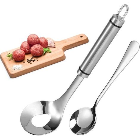 Macchina per polpette antiaderente, paletta per polpette in acciaio inox (con foro di drenaggio ovale), stampo per polpette (con paletta integrata). Adatta per cucine, ristoranti e bar.