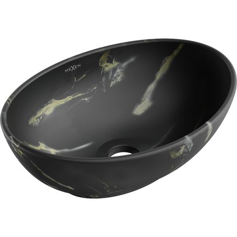 Mexen Elza lavabo de comptoir 40 x 33 cm, pierre noire - 21014084 (1/3)