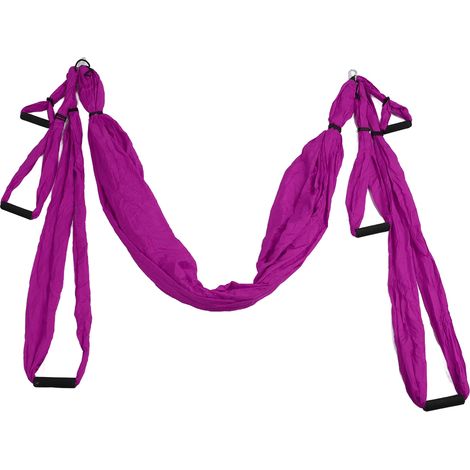 Suspendu Yoga Hamac Polyester Coton Ajustable Améliore Flexibilité, Kit Portable pour Exercice Physique Violet (1/5)