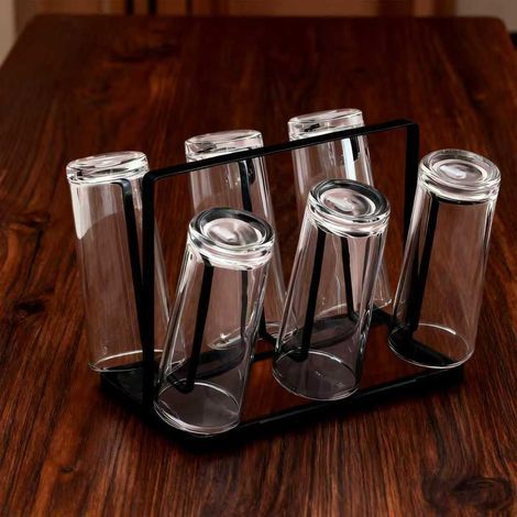 Porte Rangement Tasses en Métal, Support a Gobelets avec 6 Crochets pour Cuisine Salle à Manger (1/5)
