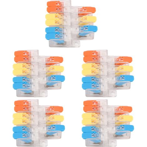 Elektrischer Steckverbinder mit 3 Eingängen und 6 Ausgängen, 41 A, 450 V, 5er-Packung, Schnellverbinder für 0,5–6 mm² 10–20 AWG-Drähte, lötfreie Verbindung (1/5)