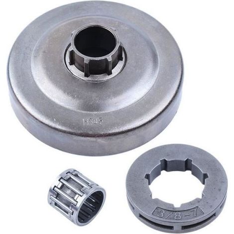 Tambour D Embrayage - Cage Aiguilles - Couronne Pignon - Pour Tronçonneuse 38 Pouces 7 Dents - Compatible Husqvarna 340 345 346XP 350 351 353 445 450 E - Lot De 3 (1/4)