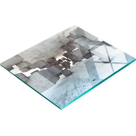 Dekoratives Glasschneide- und Servierbrett aus kubischem Beton, 60 x 52 cm (1/5)