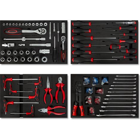 Eberth – Coffret multi-outils 81 pièces – Outils en métal dur avec poignées ergonomiques – Compartiments en mousse pour rangement – Pour atelier automobile