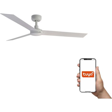 Faro Cruiser Grand ventilateur de plafond à 3 pales blanc mat, système intelligent Tuya (1/4)
