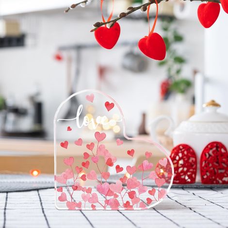 Plaque décorative cœur acrylique cristal, objet souvenir, cadeau parfait pour elle ou lui（10 cm) (1/4)