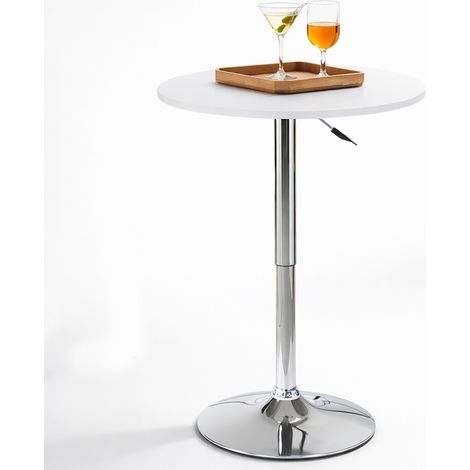 Tavolo Bar Girevole Bianco Diametro 60 cm Altezza Regolabile per Bar Ristoranti