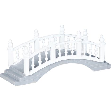 Ponte passerella bianco con base, edificio per villaggio di Natale in plastica