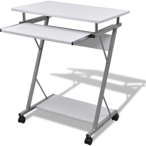 vidaXL Tavolo Scrivania per Computer con Ripiano Estraibile Bianco (1/5)