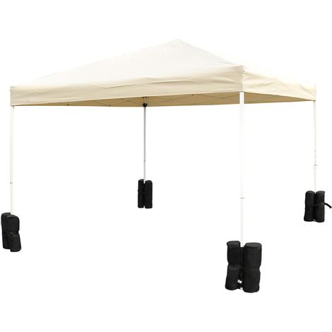 Ensemble de 4 supports pour pavillons pliables et tentes de réception, robustes et noirs, idéaux pour une stabilité optimale des chapiteaux. (1/5)