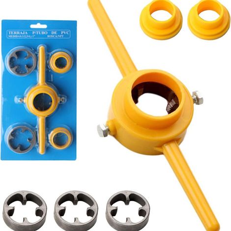 Outil de filetage de tuyau, fileteur de tuyau en plastique, tarauds PVC/NPT, clés, jeu de filetage de tuyau conique (4/6/1 pouce).