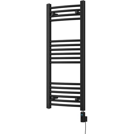 Zennor - Black Electric Towel Rail H1000mm x W400mm Curved 300w Thermostatic WIFI (1/3)
