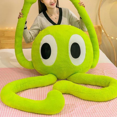 Plüschkissen in Oktopusform, niedliche Form, weich und bequem, Plüschtier in Oktopusform mit 4 Beinen für Zuhause, Schlafzimmer, Büro, Grün, 90 cm, 480 g (1/5)