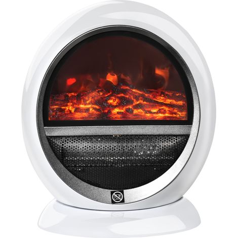 HOMCOM Camino Elettrico Portatile e Ruotabile con Effetto Fiamma Potenza 1500W