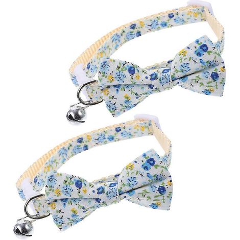 Collar para mascotas, collar para gatos con cascabel, 2 unidades, pajarita ajustable para mascotas (1/5)