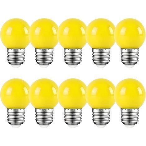 10 Ampoule LED E27 2W Jaune Forme Golf Décoration Fête Noël Extérieur (1/5)