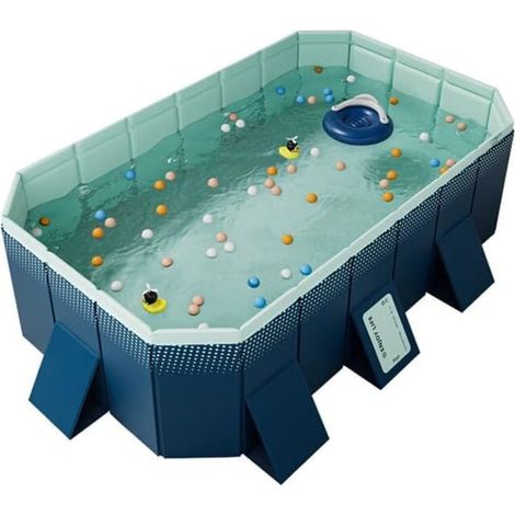 Piscina infantil plegable no inflable para jardín, para adultos, color azul (210 × 140 × 55 cm) (1/4)