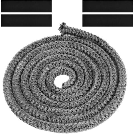 Joint Tressé pour Insert et Poêle, 10mm x 3m Joint en Fibre de Verre avec 4 Ruban, pour Poele a Bois, Cheminée,Gris foncé (1/4)