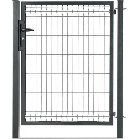 Easycloture – Portillon grillagé en acier galvanisé 200 x 50 – Passage utile 0m98 – Hauteur 2m – Occultation personnalisable avec PVC ou bois (1/8)