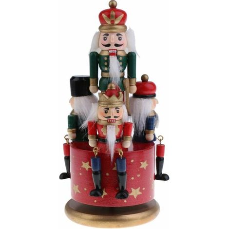 To Music Shape Breaks- Wooden Figurine 4 Objects Birthday Gift For Child Family, Red Base (1/5)