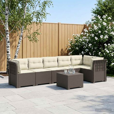 vidaXL Sofá de Jardín para 6 Personas con Cojines Estilo Rattan PP (1/5)