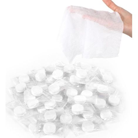 Serviette Compressée, Multifonctionnel Protection de l'environnement Dégradable Serviette Expansée, à Transporter Voyage en Plein air toolcompressed Coton Gant de Toilette (100 PCS)