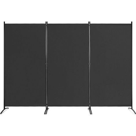 GOPLUS Paravent 3 Panneaux, Separateur de Pieces avec Conception Pliable, Ecran de Confidentialite Partition avec Utilisation Polyvalente, Tissu Polyester, pour Chambre, Bureau (Noir) (1/5)