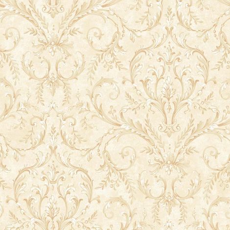 Ornate Damask Wallpaper Cream Stone Classic Baroque Vintage Feature Wall (1/4)