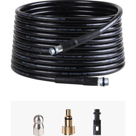 15M Déboucheur Canalisation pour Nettoyeur Haute Pression Kärcher, avec Buse à Jet et Buse Rotatif, Kit Professional avec Adaptateurs pour Karcher K2/K3/K4/K5/K6/K7 Accessoire (1/4)