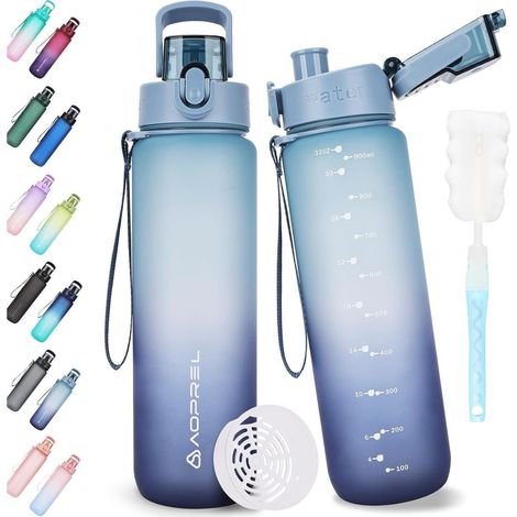 Trinkflasche 1l mit Filter, BPA-frei Tritan Wasserflasche, auslaufsicher, Sport, Outdoor, Büro (1/5)