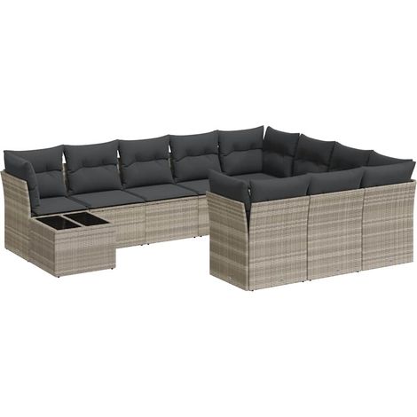 Maison Exclusive - Set Divani da Giardino 11 pz con Cuscini in Polyrattan Grigio