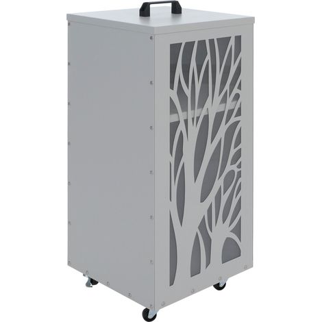 [NEUWERTIG] Pelletbehälter HHG-269 Bäume, Pelletbox Aufbewahrungsbox für z.B. Tierfutter, Rollen Füße 86x36x36cm weiß-hellgrau (1/5)