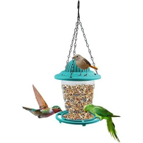 Mangeoire à oiseaux sauvages à suspendre, mangeoire à colibri pliable, petite mangeoire à oiseaux panoramique, avec chaîne en métal et crochet, pour décoration extérieure de jardin (vert)