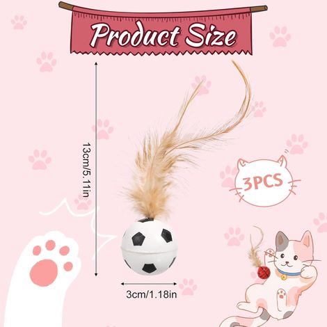 Lot de 3 balles rebondissantes pour chat avec plume (1/5)