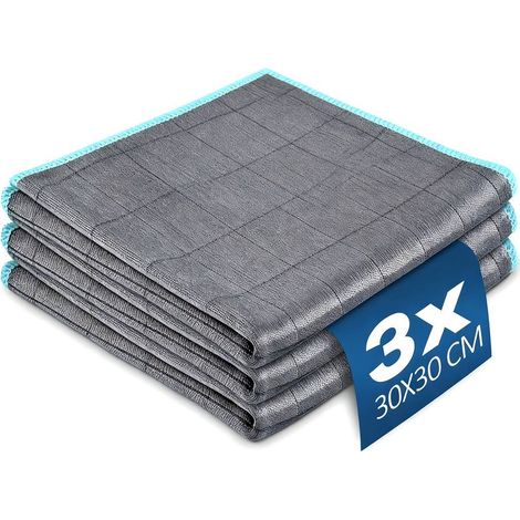 Lot de 3 Chiffon magique en microfibre pour le nettoyage des vitres de voiture, réutilisable et lavable 3030cm (1/5)