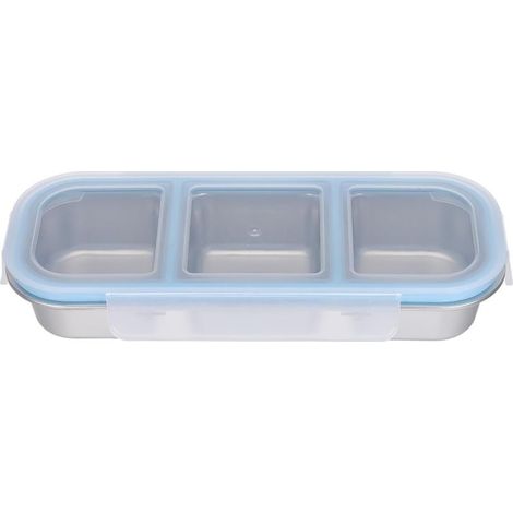 Boîte à bento générique en acier inoxydable avec 3 compartiments (1/5)
