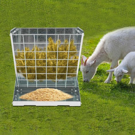 Grand râtelier à foin 2 en 1 pour moutons et chèvres, mangeoire à céréales, râtelier à foin suspendu, pour chevaux, fermes, fermes (1/5)