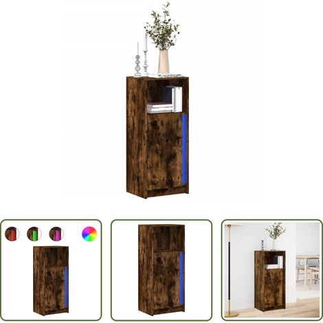 vidaXL LED-Beleuchtung - LED-Sideboard Räuchereiche 42,5x34x100 cm Holzwerkstoff (1/5)
