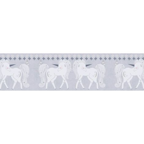Children wallpaper wall Profhome 771471 border smooth with animal pattern matt grey white light pink dark grey 5 m (1/5)